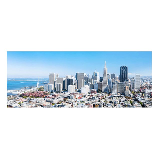 Tableau ton bleu Silhouette urbaine de San Francisco