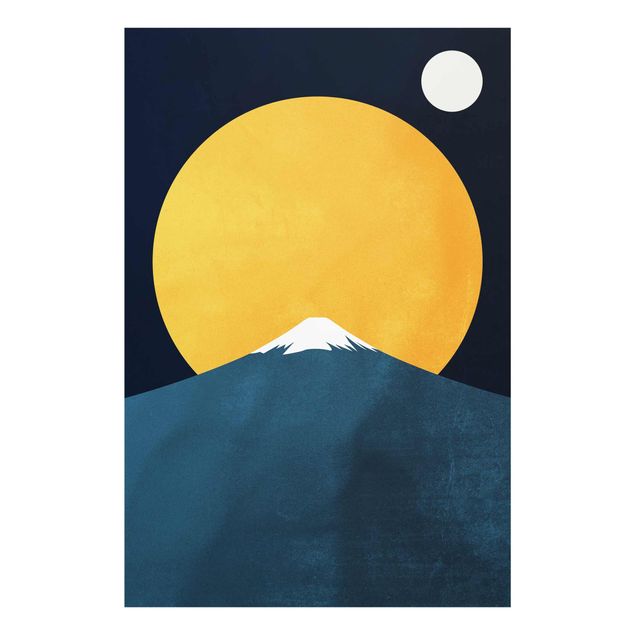 Tableau moderne Soleil, Lune et Montagne