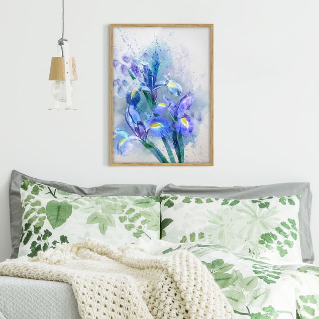 Tableau moderne Aquarelle Fleurs Iris