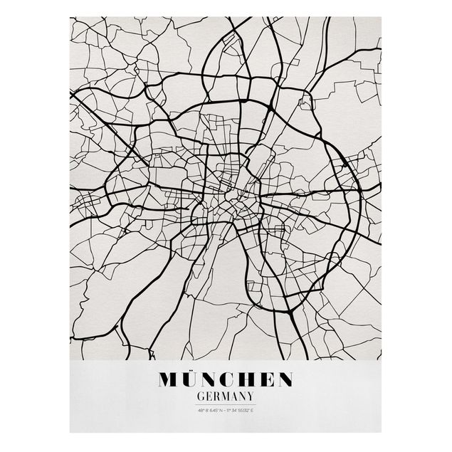 Tableau carte du monde Plan de ville de Munich - Classique