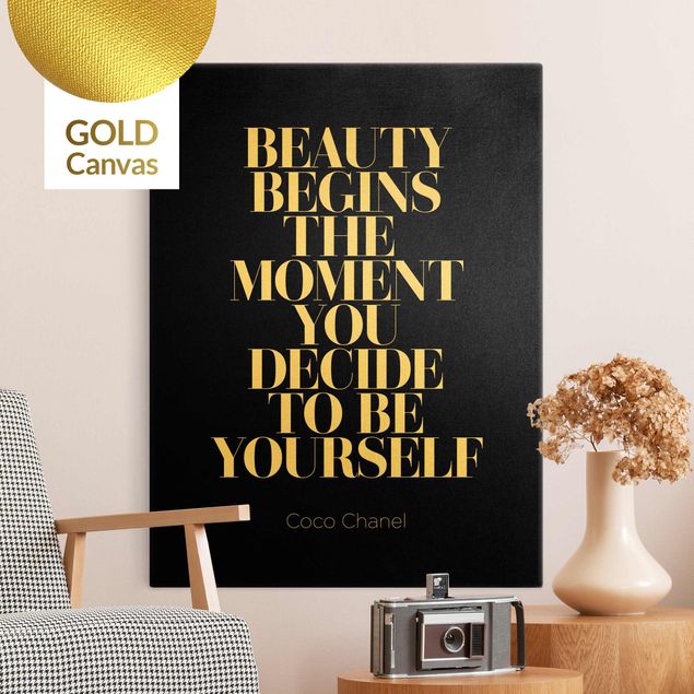 Toile avec citation Be yourself Coco Chanel Noir