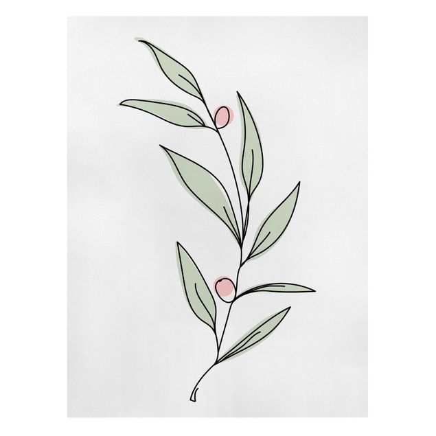 Tableau floral mural Branche avec baies Line Art