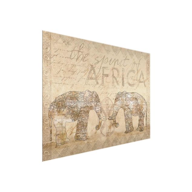 Tableau carte du monde Collage Vintage - Esprit d'Afrique