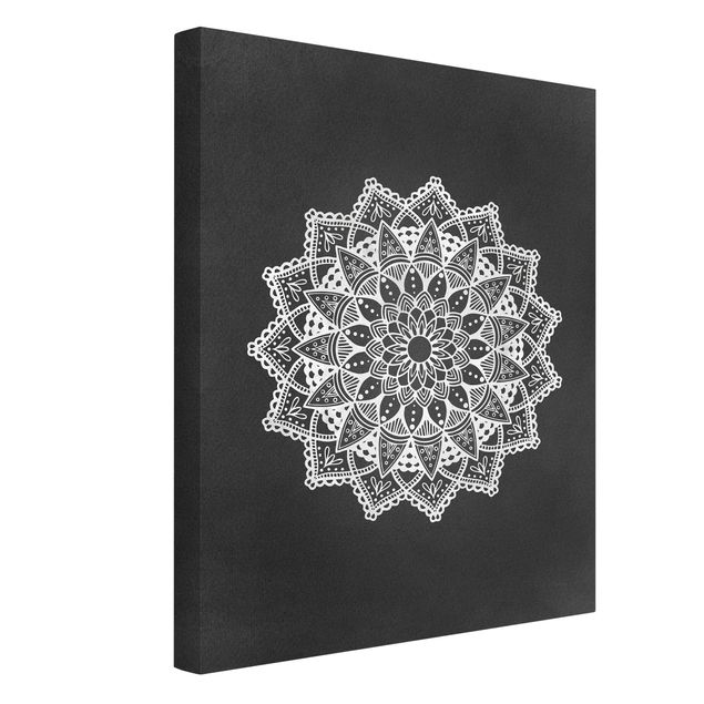 Tableau moderne Mandala Illustration Ornament White Black