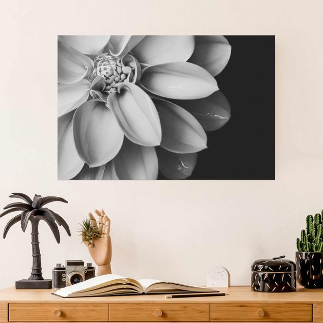 Tableau en verre - In The Heart Of A Dahlia Black And White