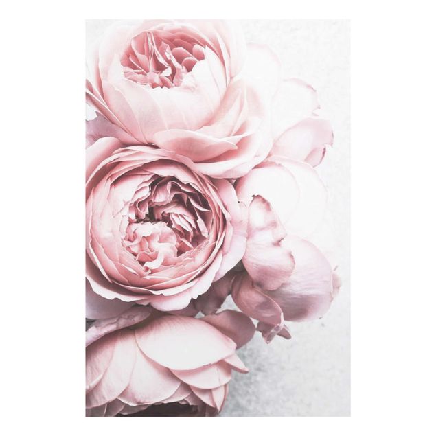 Tableaux moderne Fleurs de Pivoine Rose Clair Pastel Shabby