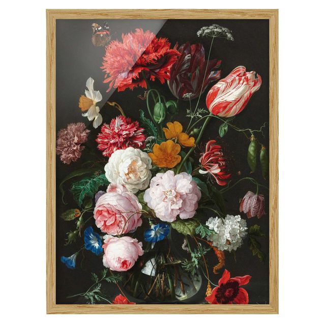 Tableaux moderne Jan Davidsz De Heem - Nature morte avec des fleurs dans un vase en verre