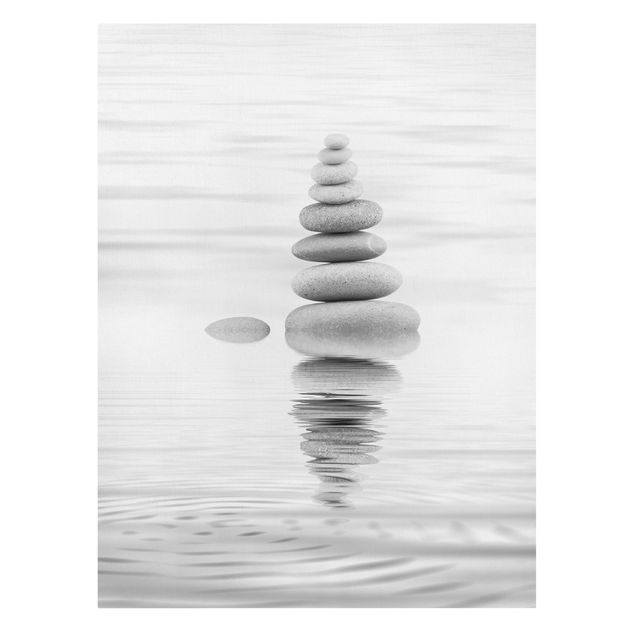 Tableau reproduction Tour de pierre dans l'eau noir et blanc