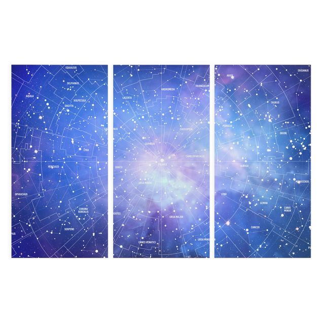Tableau ton bleu Carte des Constellations Stelar