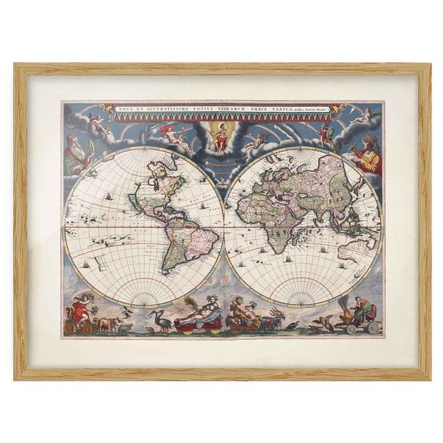 Tableaux carte du monde Carte du monde historique Nova et Accuratissima 1664