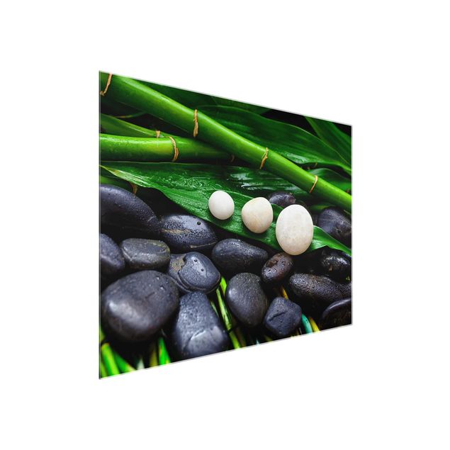 Tableaux moderne Bambou vert avec pierres zen