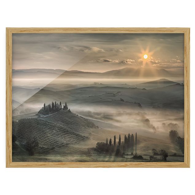 Tableaux encadrés paysage Toscane au matin