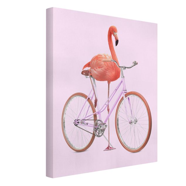 Cadre animaux Flamant avec bicyclette