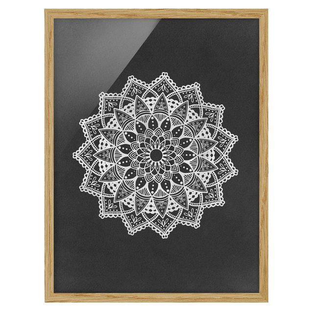 Tableau zen Mandala Illustration Ornament White Black