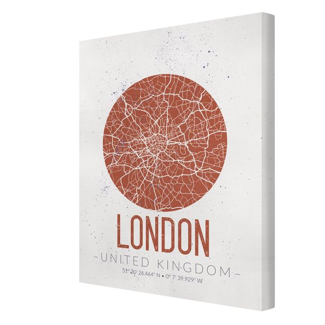 Tableaux mappemonde Plan de Ville Londres - Rétro