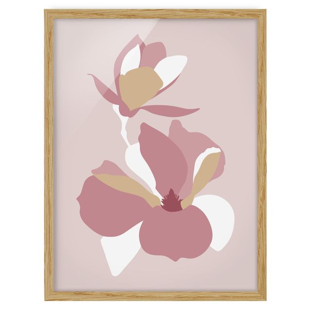 Tableaux modernes Line Art Fleurs rose pastel