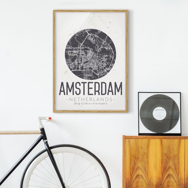 Décorations cuisine Plan de ville d'Amsterdam - Rétro