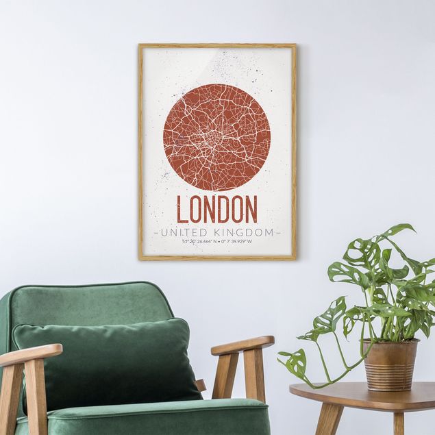 Tableau Londres Plan de Ville Londres - Rétro
