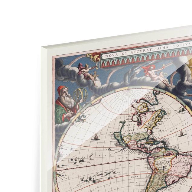 Tableau en verre - Historic World Map Nova Et Accuratissima Of 1664
