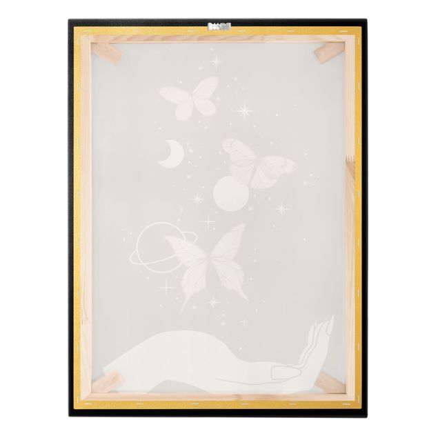 Tableau sur toile or - Magical Hand - Butterflies Pink
