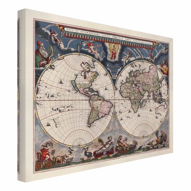 Tableau retro Carte du monde historique Nova et Accuratissima 1664