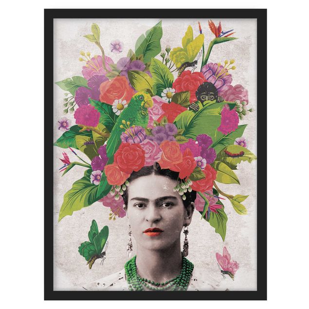 Tableau moderne Frida Kahlo - Portrait de fleurs