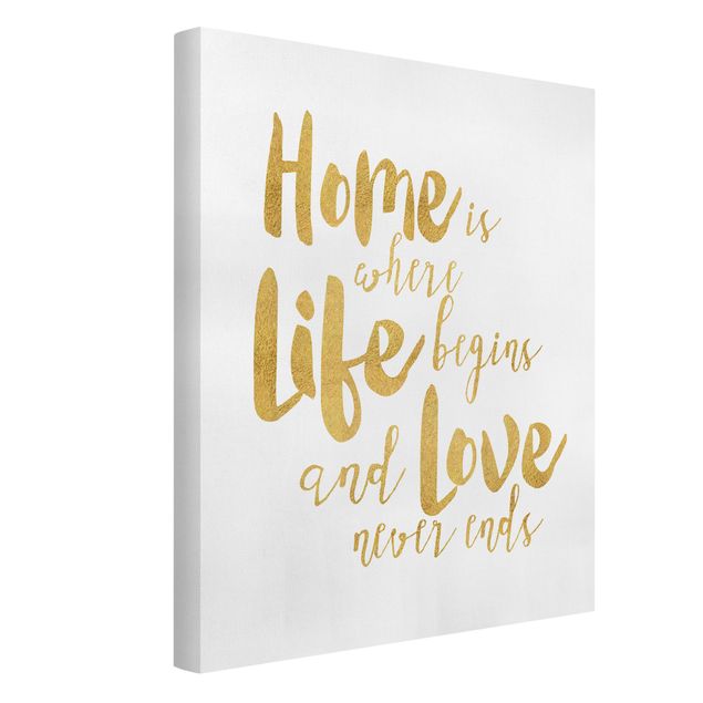 Tableaux citations Home Is Where Life Begins Gold