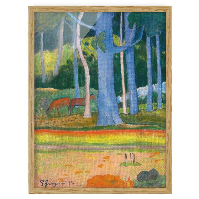 Tableaux arbres Paul Gauguin - Paysage avec des troncs d'arbres bleus
