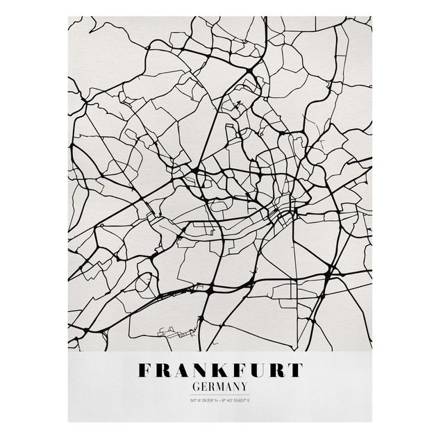 Tableaux noir et blanc Plan de ville de Francfort - Classique