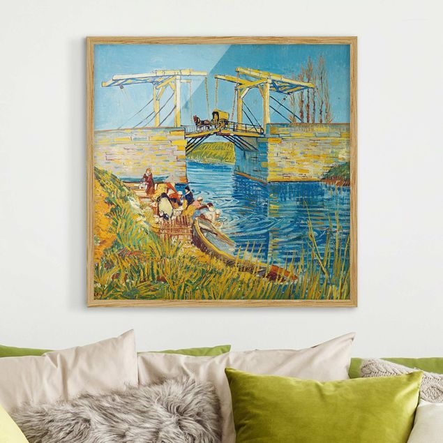 Toile impressionniste Vincent van Gogh - Le pont-levis d'Arles avec un groupe de lavandières