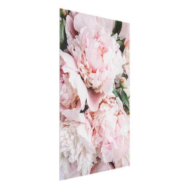 Tableaux en verre fleurs Pivoines rose clair