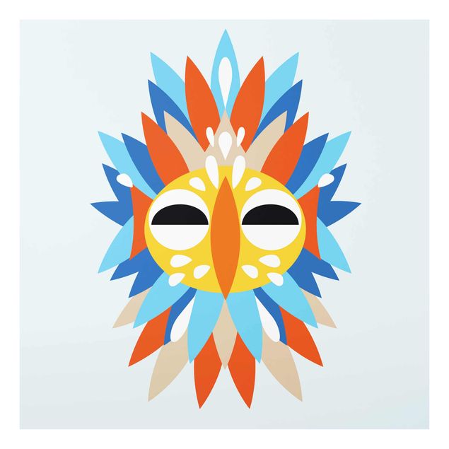 Tableau multicolor Collage masque ethnique - Perroquet