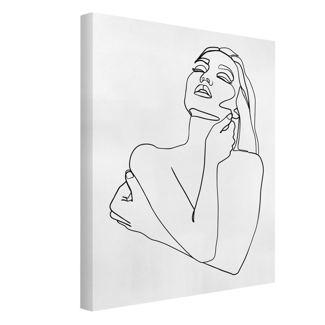 Tableaux sur toile en noir et blanc Line Art Femme Torse Noir Et Blanc