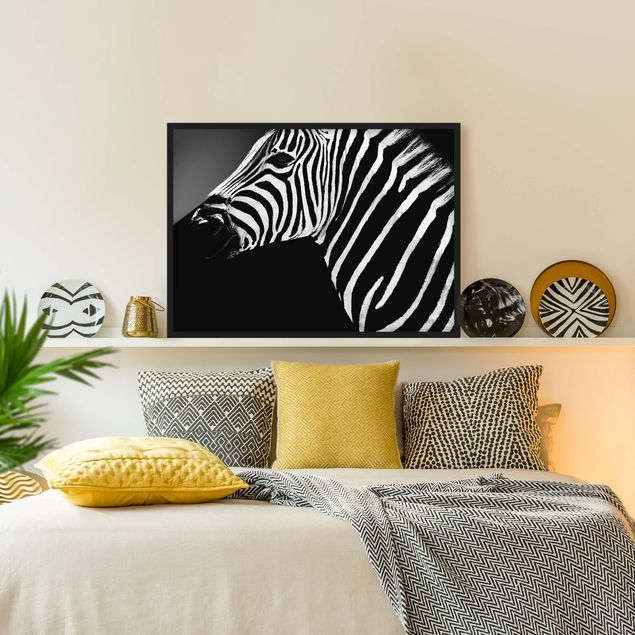Tableaux encadrés noir et blanc Zebra Safari Art