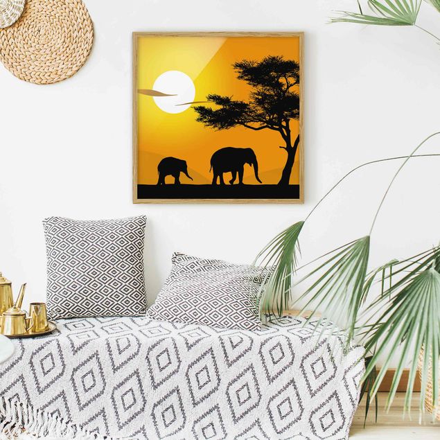 Tableaux éléphants Marche des éléphants africains