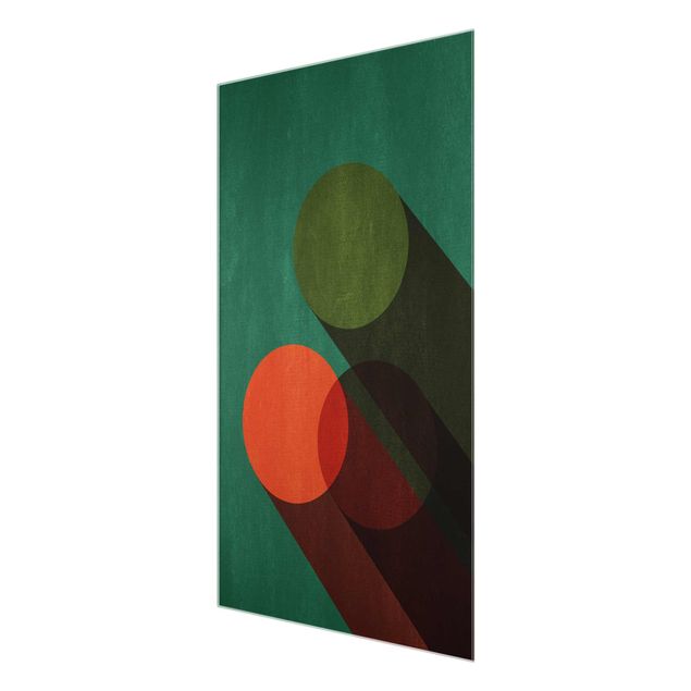 Tableau décoration Formes abstraites - Cercles en vert et rouge