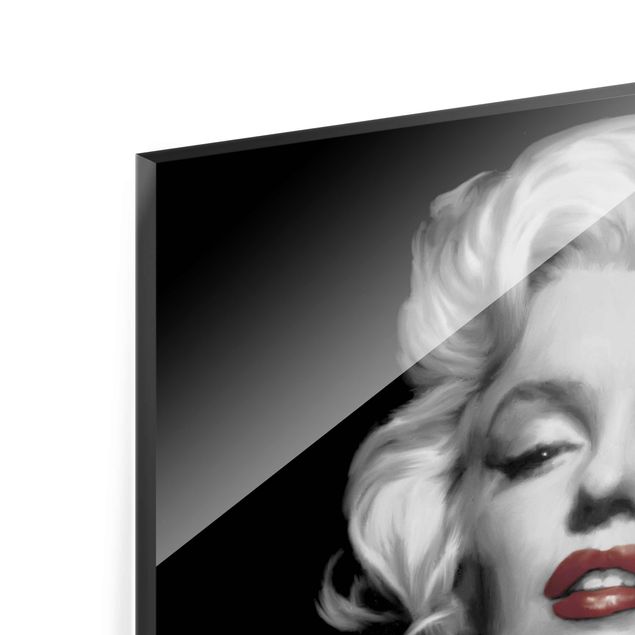 Tableaux en verre magnétique Marilyn aux lèvres rouges