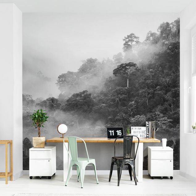 Déco murale cuisine Jungle Dans Le Brouillard Noir Et Blanc