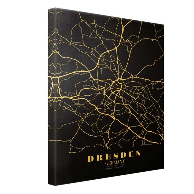 Tableaux Plan de ville de Dresde - Noir classique