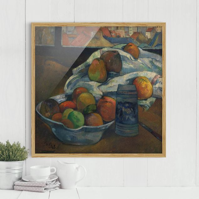 Décorations cuisine Paul Gauguin - Bol de fruits et pichet devant une fenêtre