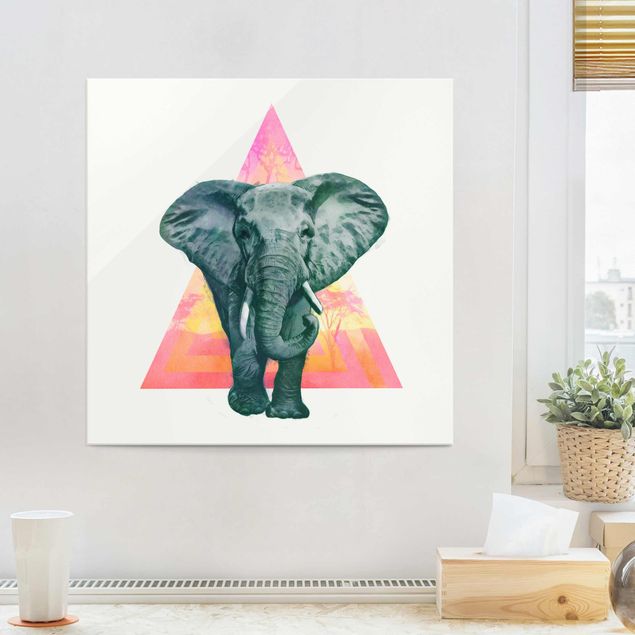 Tableau décoration Illustration Elephant Front Triangle Painting