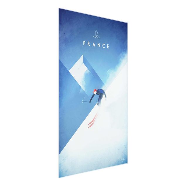 Tableau verre montagne Poster de voyage - Ski en France