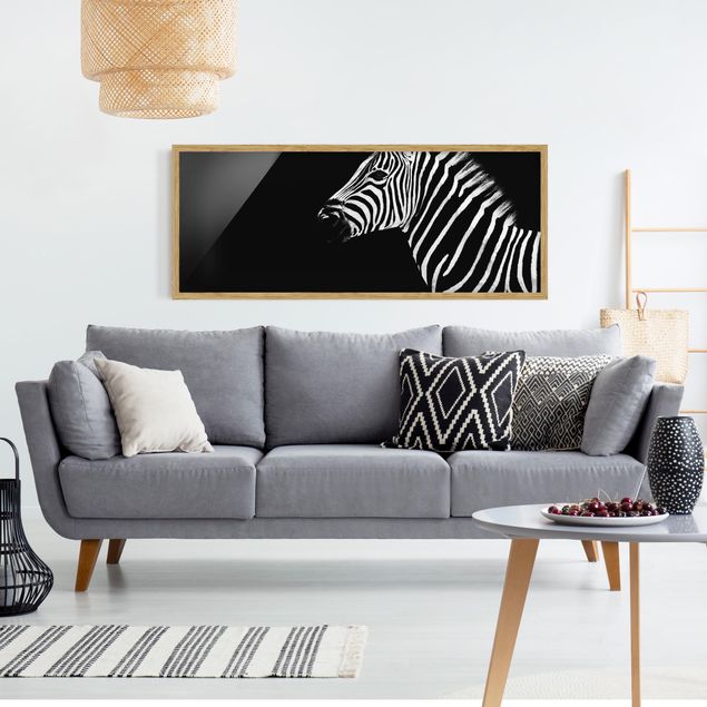 Affiches encadrées noir et blanc Zebra Safari Art