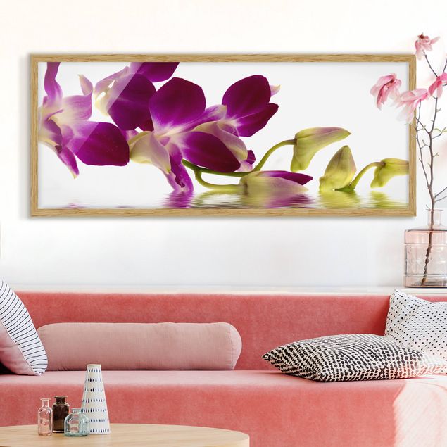 Déco mur cuisine Eaux d'orchidées roses