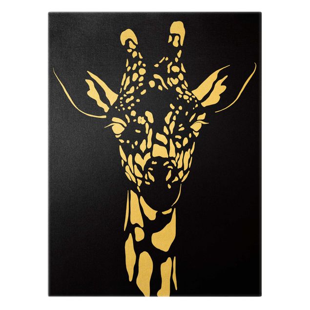 Tableau décoration Animaux de safari - Portrait Girafe Noir