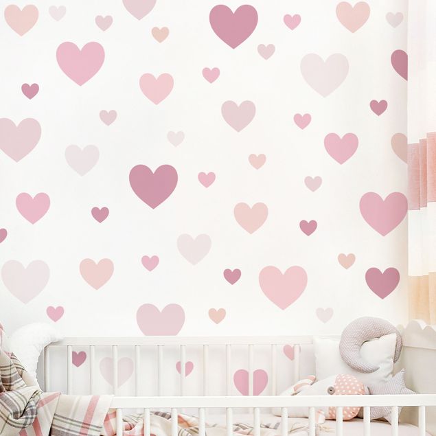Déco chambre bébé Lot de 85 cœurs rose