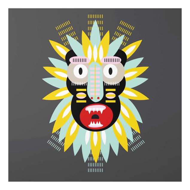 Tableau multicolor Collage masque ethnique - King Kong