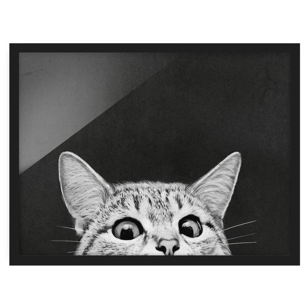 Tableaux encadrés noir et blanc Illustration Chat Noir Et Blanc Dessin