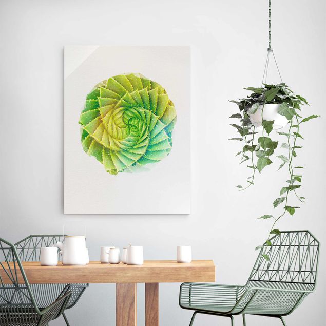 Tableaux en verre fleurs Aquarelle - Spiral Aloe