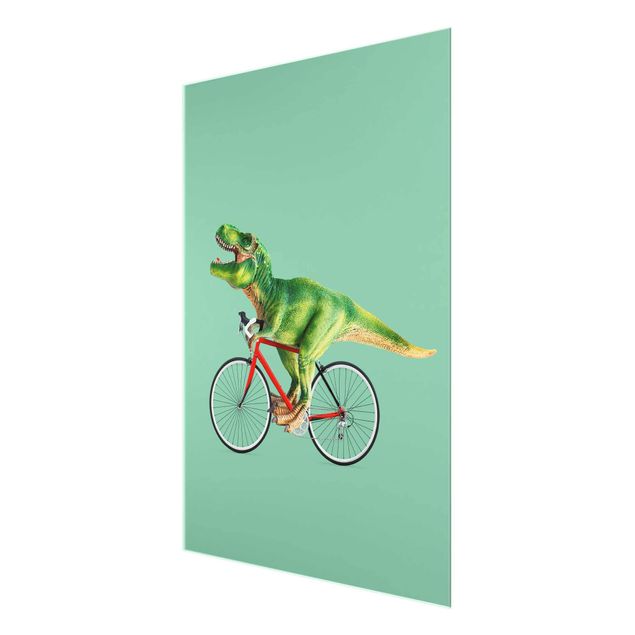 Tableaux reproduction Dinosaure avec bicyclette